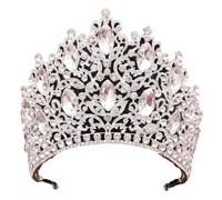 Big Crystal Crown For Women Wedding Bridal Bride Crown And Tiaras Rhinestone Headband Crown (Silver)