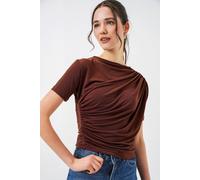 Big Dart Women's Fitted Cowl Neck Blouse in Chocolate | Size: Small Big Dart Chocolate S