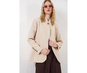 Big Dart Womens Oversized Shawl Collar Blazer - Beige - Size Small