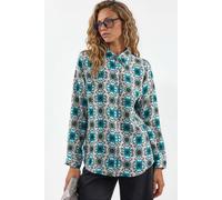 Big Dart Women's Patterned Long Sleeve Shirt in Baby Blue | Size: Large Big Dart Baby Blue L