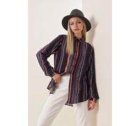 Big Dart Women's Patterned Long Sleeve Shirt in Midnight | Size: Small Big Dart Midnight S