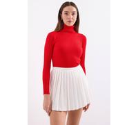 Big Dart Women's Textured Turtleneck Fitted Sweater in Red | Size: Small Big Dart Red S