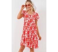 Big Dart Women's V-Neck Frilly Mini Dress with Bow in Red | Size: Small Big Dart Red S