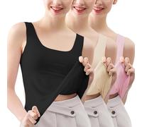 Big Deals 2024 HUIFUAO 3 Pack Tank Top Women Plus Size Sleeveless Vest Summer Basic Undershirt Black Square Neck Gym Sport Running Yoga T Shirt Day Prime Deals Today 2024