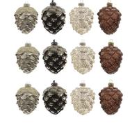 Big Decoris Glass Pine Cone Christmas Decorations, 10cm, Set of 12