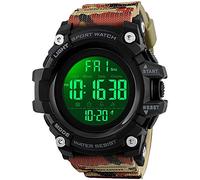 Big Dial Digital Watch S Shock Men Military Army Watch Water Resistant LED Sports Watches (Blue) (Camo Red)