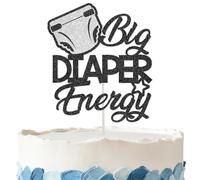 Big Diaper Energy Cake Topper - Glitter Diaper Party Decorations for Men Diaper Cake Decorations for Baby Boy