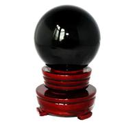 Big Divination Obsidian Fengshui Sphere, Black Crystal Ball Figurines,Gemstone with Stand for Home Decorations Ornaments,11cm