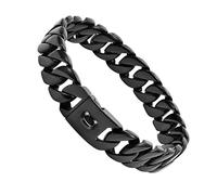 Big Dog Chain Collar, 32mm Cuban Link Walking Training Collar with Design Safety Buckle, Black Martingale Collars Stainless Steel Strong Heavy Duty Chew Proof Chain for All Breeds Medium/Large Dogs