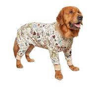 Big Dog Pajamas Bodysuit Lightweight Stretchy Knit Pullover Dog Onesie Green And Black Stripe Large Breed Dog Sleep Clothes(Color a,5XL)