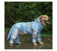 Big Dog Raincoat With Tail Jumpsuit Rain Coat For Golden Retriever Husky Reflective Strips Tow Hole Labrador Waterproof Jacket(6XL)