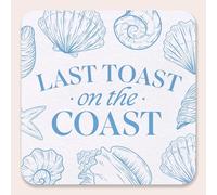 Big Dot of Happiness 25 Ct Last Toast on The Coast Drink Coasters, 4-Inch Disposable Square Paper Coasters for Beach Bridal or Blue Bachelorette Party, Funny Cocktail Table Decor for Bar Drinks