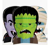 Big Dot of Happiness 3D Halloween Monsters Centerpiece Table Decorations, Freestanding Halloween Party Decor, Skeleton, Dracula, Frankenstein, and Mummy Party Centerpieces - 8 Count
