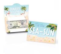 Big Dot of Happiness Beach Christmas Money Cards for Cash with Envelopes, Tropical Holiday Party Gift Card Holders, Hawaiian Christmas Money Holders for Cash - Set of 8