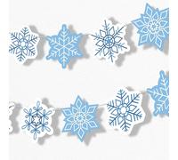 Big Dot of Happiness Blue Snowflakes Garland Banner, Winter Wonderland Holiday Party or Christmas Decorations Backdrop, 30 Feet of Cord, 15 Paper Snowflake Shapes Double-Sided