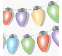 Big Dot of Happiness Christmas Light Bulbs Garland Banner, Colorful Holiday Party Decorations Backdrop, 30 Feet of Cord, 15 Paper Xmas Lightbulb Shapes Double-Sided