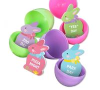 Big Dot of Happiness Colorful Easter Egg Hunt Token Stuffers, 24 Count Bunny Shape Easter Egg Filler Tokens with Fun Rewards for Kids, Reusable Easter Activity, Egg Hunt Supplies