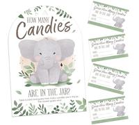 Big Dot of Happiness Elephant Candy Guessing Game, Elephant Baby Shower or 1st Birthday Activity, How Many Candies in the Jar Party Game, Includes 1 Stand and 40 Cards