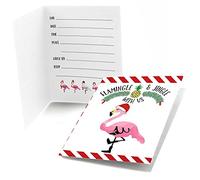 Big Dot of Happiness Flamingle Bells - Fill-in Tropical Flamingo Christmas Party Invitations (8 Count)