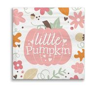 Big Dot of Happiness Girl Little Pumpkin Party Napkins, Fall Birthday Party or Pink Pumpkin Baby Shower Decor, White 3-Ply Paper Beverage Napkins - 24 Count