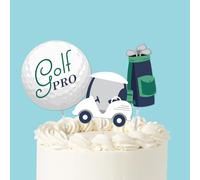 Big Dot of Happiness Golf Cake Topper Set, Par-Tee Time Party, Golf Cart-Themed Dessert Decorations for Birthday or Retirement Party - 3 Count