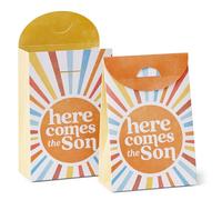 Big Dot of Happiness Here Comes The Son Favor Boxes, Boy Boho Baby Shower Decorations, Retro Sunshine Party Goodie Gift Bags - Set of 12