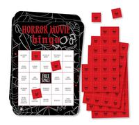 Big Dot of Happiness Horror Movie Bingo, Halloween Party Games, Scary Movie Night Activity, Interactive Watch Party Halloween Bingo - Set of 18