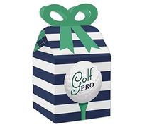 Big Dot of Happiness Par-Tee Time - Golf - Square Favor Gift Boxes - Birthday or Retirement Party Bow Boxes - Set of 12