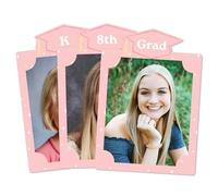 Big Dot of Happiness Pink Grad K-12 School Photo Display Frame, 8x10-inch Graduation Memory Wall, Professional Photo Holder Set, DIY Graduation Party Decorations, Picture Display Board