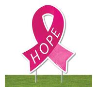 Big Dot of Happiness Pink Ribbon Hope Outdoor Lawn Sign - Breast Cancer Awareness Support Ribbon Small Yard Sign - 1 Piece