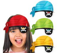 Big Dot of Happiness Pirate Eye Patch Paper Headbands, Colorful Pirate Ship Skull Party Favors for Kids, 16 Count