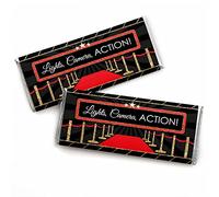 Big Dot of Happiness Red Carpet Hollywood - Candy Bar Wrapper Movie Night Party Favours - Set of 24