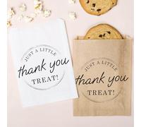 Big Dot of Happiness Simple Script Thank You Kraft Brown Paper Treat Bags, Wedding or Birthday Party Individual Candy Snack Favors, Greaseproof Paper Sandwich Bags - 25 Count