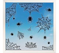Big Dot of Happiness Spider Webs Window Clings, Reusable Holiday Window Sticker Decorations, Spider Web Decals, Halloween Static Clings for Kids Halloween Party