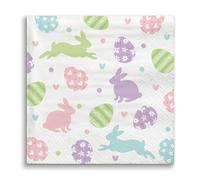 Big Dot of Happiness Spring Easter Bunny Napkins, Pastel Easter Party Decor, White 3-Ply Paper Luncheon Dinner Napkins - 24 Count