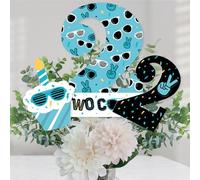 Big Dot of Happiness Two Cool - Boy - Blue 2nd Birthday Party Centerpiece Sticks - Table Toppers - Set of 15