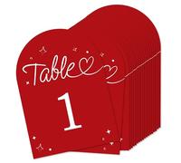 Big Dot of Happiness Wedding Hearts Cherry Red Table Numbers, Engagement and Anniversary Party Decor, Wedding Centerpieces, Double-Sided 5 x 7 inches Cards, Table Numbers - 1-20