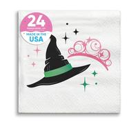 Big Dot of Happiness Witch Party Napkins, Good Pink and Green Birthday or Witch Halloween Decor, White 3-Ply Paper Beverage Napkins - 24 Count