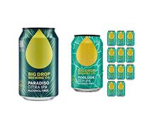 Big Drop Brewing- Paradiso Citra IPA Cans 0.5% - Non Alcoholic Beer (Gluten Free) 12 x 330ml & - POOLSIDE DDH IPA - NON ALCOHOLIC BEER CAN 0.5 Percent (12x330ML)