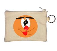Big Dumb Circle Face Key Chain Coin Purse Beige