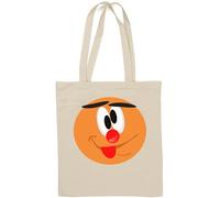 Big Dumb Circle Face Natural Cotton Tote Bag White