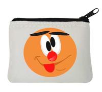 Big Dumb Circle Face Neoprene Coin Purse Pouch 10x11cm White