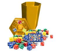 Big Dumpster Dice Family Board Game,Fast-Paced 2-6 Player Dice Game with 80 Colorful Dice, Detachable Board & Sticker Packs for Travel Parties & Game Night (Yellow)
