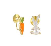 Big Earring For Women Earrings Easter Earrings For Wommen White Bunny Carrot Stud Pearl Bunny Easter Spring Holiday Girls Screw Back (Orange, One Size)