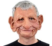 (Big ears and grandpa) Old Man Mask Latex Halloween Cosplay Party Realistic Full Face Cover Headgear
