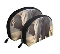 Big Ears Elephant Portable Shell Cosmetic Bag Set - Travel Makeup Organiser with Zipper & Inner Compartments