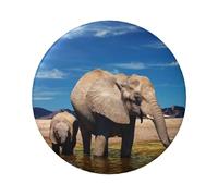 Big Ears Elephant Round Badge - Durable Tin Plate Design With Full Front Print, Perfect For Custom Gifts And Apparel Decoration