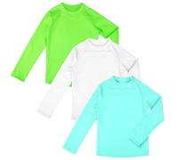 BIG ELEPHANT 3 Pack Kids Rash Guard Swim Shirt UPF 50+ Long Sleeve Rashguard Swimwear Surf Tops Sun Protection for Boys Girls