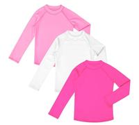 BIG ELEPHANT 3 Pack Kids Rash Guard Swim Shirt UPF 50+ Long Sleeve Rashguard Swimwear Surf Tops Sun Protection for Boys Girls