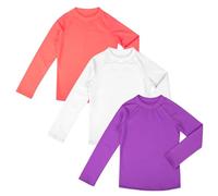 BIG ELEPHANT 3 Pack Kids Rash Guard Swim Shirt UPF 50+ Long Sleeve Rashguard Swimwear Surf Tops Sun Protection for Boys Girls